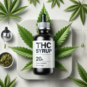 DALL·E 2024-07-02 15.35.00 - A visually engaging image featuring a bottle of THC syrup