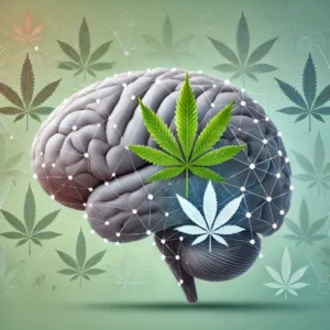DALL·E 2024-07-05 21.53.20 - A brain graphic with cannabis leaves