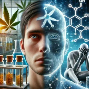 DALL·E 2024-09-18 10.13.38 - A photorealistic image illustrating the concept of synthetic cannabinoids. On the left side